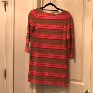 Striped pink and gold 3/4 sleeve stretchy dress